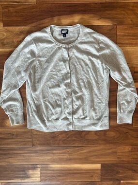 Lands' End Light Gray Cardigan Sweater Size XL